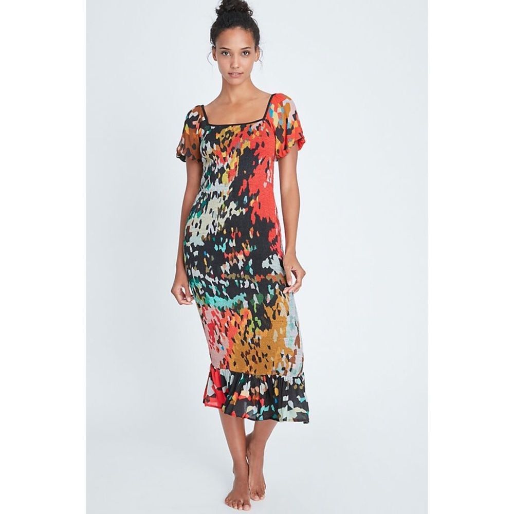 Anthropologie Galina Smocked Midi Dress
